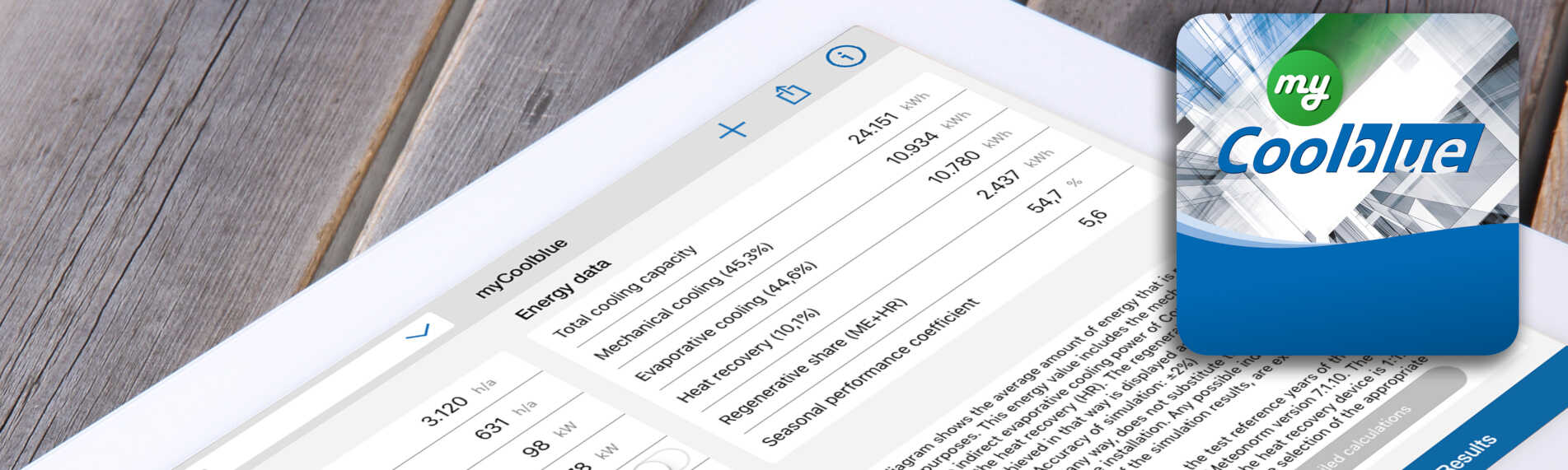 myCoolblue app'en kan beregne energibesparelsen ved evaporativ køling